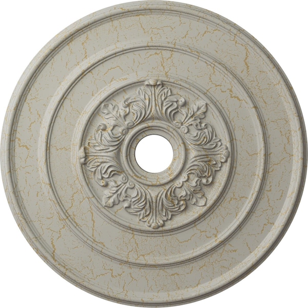 Ekena Millwork Traditional with Acanthus Leaves Ceiling Medallion, 26"OD x 3 1/8"ID x 1 1/2"P, Pot of Cream Crackle CM26TAPCC - main